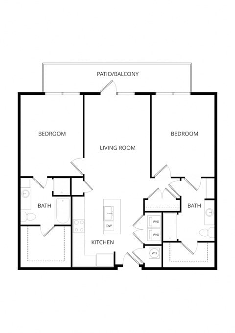 Floor plan for 2 beds, 2 baths, 1191 sqft